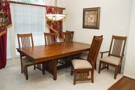 Arts & Crafts Style Dining Table w/8 Matching Chairs (43"w x 86"l):  $795.00