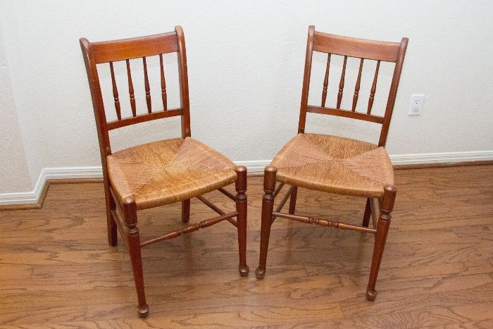 Solid Cherry Rush Seat Breakfast Chairs. Circa 1910.  4 available @ $300.00 (set of 4)