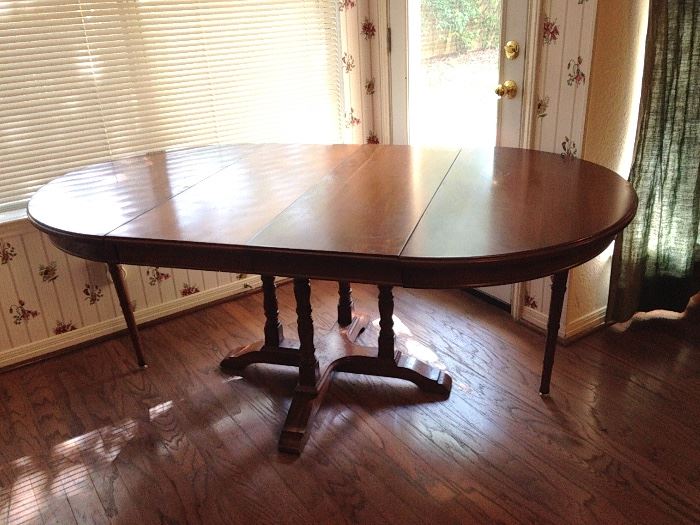 Solid Cherry Oblong Table {includes 2 inserts and felt covers} 75"l x 44"w  x 30"h:  $300.00