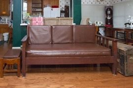 Gustav Stickley Style Arts & Crafts Era Sofa.  (68"w x 29.5"d x 38"h @ back/21"h to seat):  $900.00