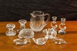 Waterford & Swarovski Candle Sticks, Waterford Pitcher, Baccarat and Waterford Crystal Paper Weights:  Priced From:  $45.00- $120.00