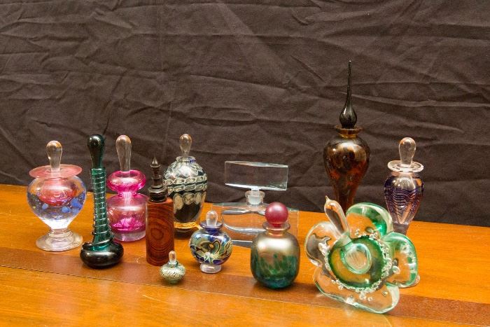 Art Blown Glass Perfume Bottles.  3 available.  Priced From:  $4.50-$57.00