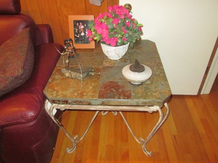 stone top wrought iron table