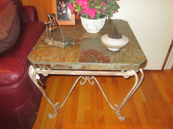 stone top wrought iron table