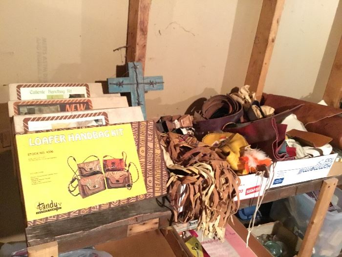 VINTAGE TANDY HANDBAG KITS, LEATHER MAKING SUPPLIES
