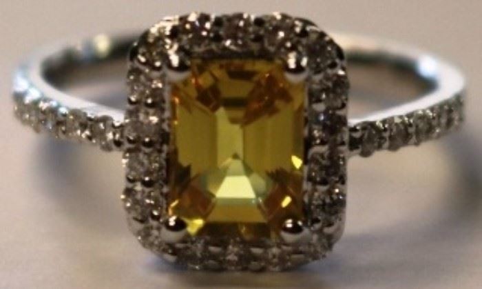 Yellow Sapphire and Diamond ring