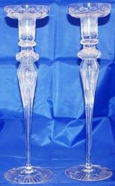 Brilliant cut glass tall candlesticks
