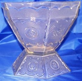 Pressed glass bowl on stand