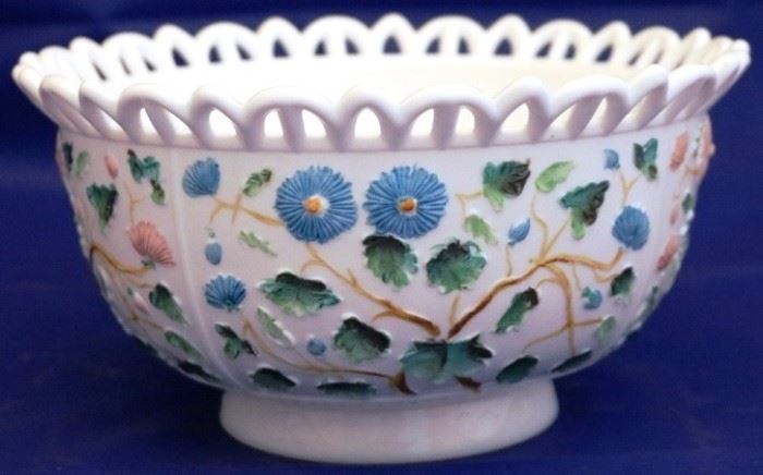 painted milk glass bowl