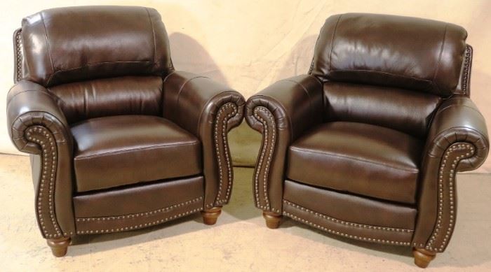 Leather Italia pair club chairs