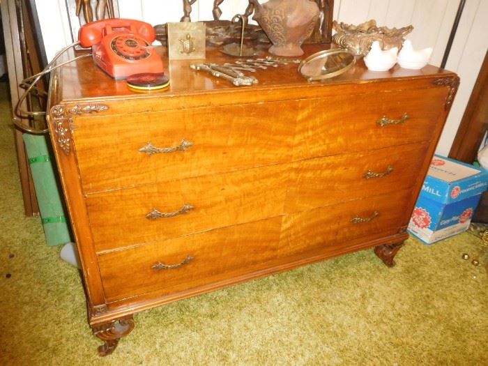 Antique burled dresser