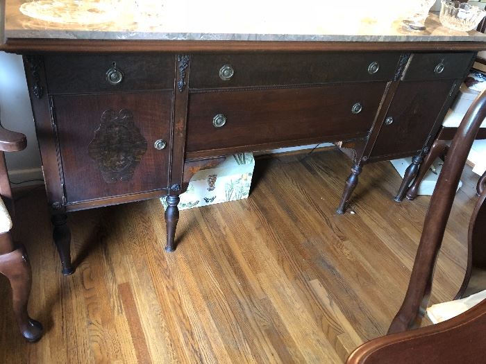 Antique buffet with marble top