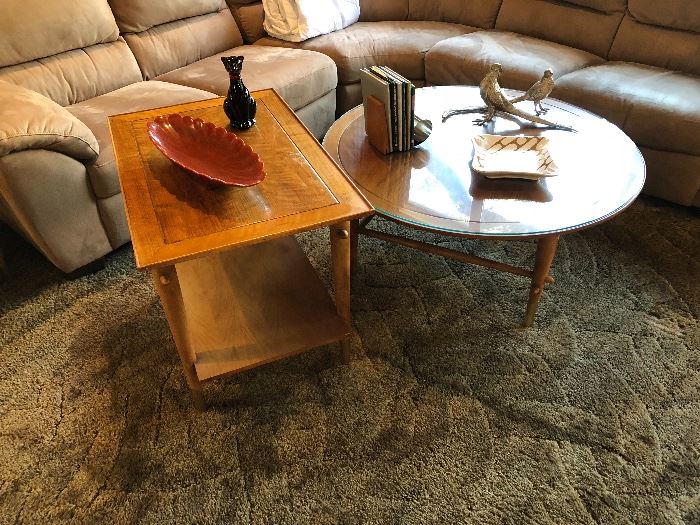 Mid Century round coffee table and end table made by Lane Furniture 1960