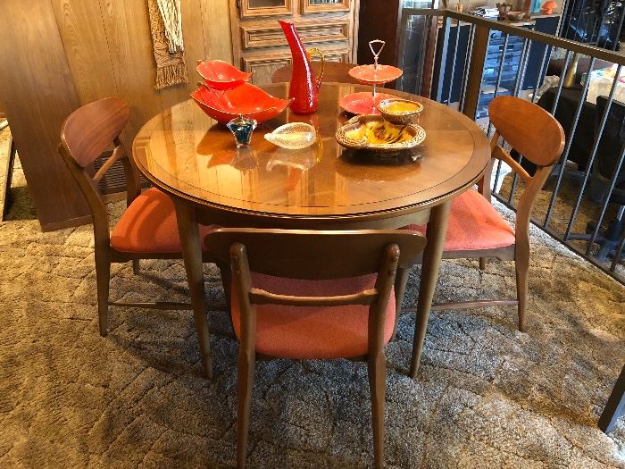 Mid Century early 1960's Lane dining table with 6 chairs and leaf, Lane Furniture Alta Vista Virginia