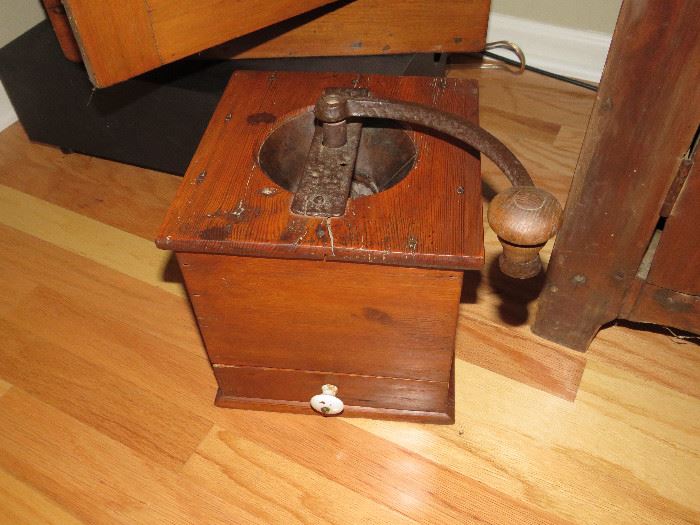 A very old coffee grinder