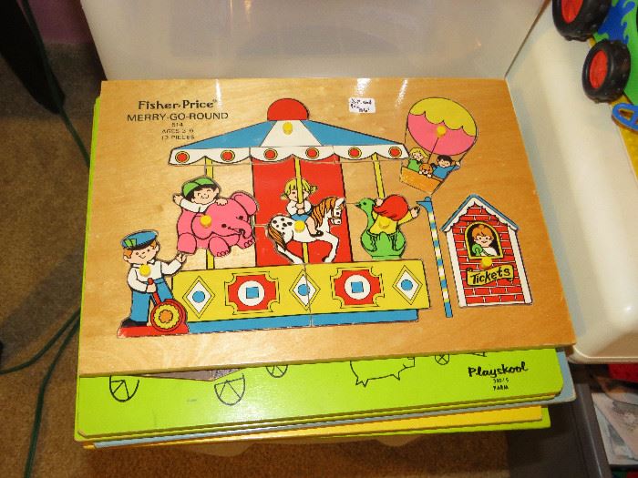 Fisher Price wood puzzle, and Play Skool wood puzzles