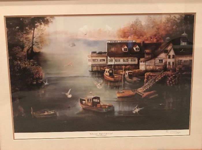 Another view of signed collectible print representing life on the water