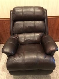 One of two matching almost new leather recliners from Troy Brand. Super comfortable too.