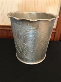 Interesting pewter look container