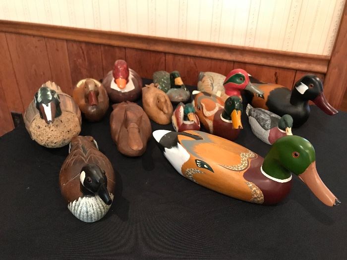 Carved ducks. Ceramic ducks. Hand painted ducks, candle ducks, and duck decoys. Vintage and contemporary. Quite a collection.