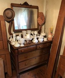 Dresser with Fenton White glass