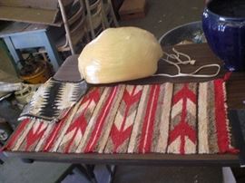 Navajo rugs, acrylic clam shell lamp, etc.