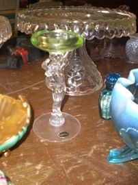 Cambridge figural nude stem ash tray with original paper label