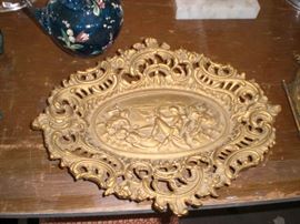 ornate gilt cast iron tray