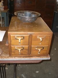 4 drawer oak index file cabinet