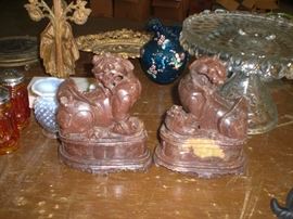 carved soapstone Foo dogs