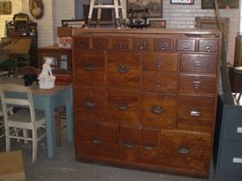 21 drawer oak index and file cabinet