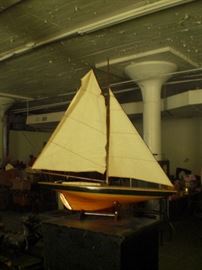 wooden pond sail boat