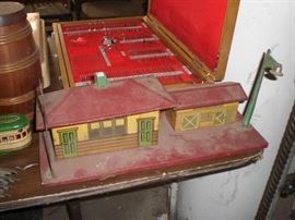 lithographed tin train station