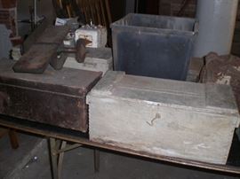 several wood tool boxes