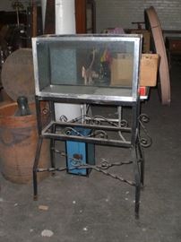 aquarium on wrought iron stand