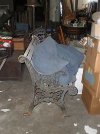 5' park bench with ornate cast iron end caps