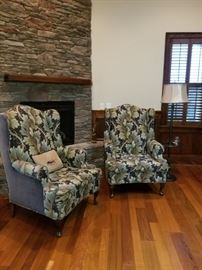 2 matching custom upholstery Wing Back Chairs!  Non Smoking/Pet Free home!