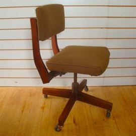 Midcentury Modern Walnut Office Rolling Task Chair