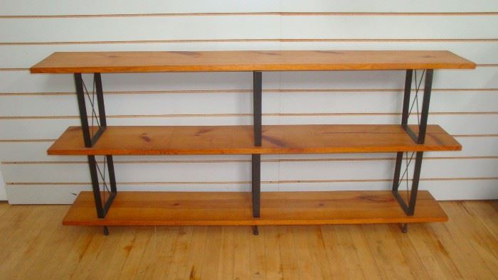 Midcentury Pine and Steel 60" Bookcase Shelf