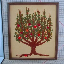 Large 70s Embroidered Wall Art Decor