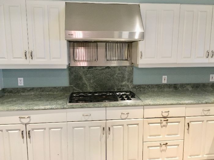 Stainless 5 Burner Thermador Cooktop and Thermador Vent Hood