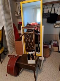 Vintage valet chair,cheval mirror