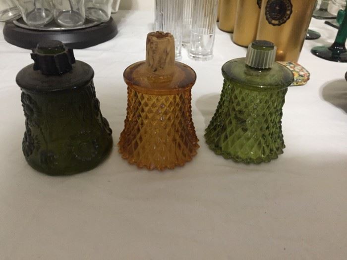 Amber, Green and Black Hobnail glass