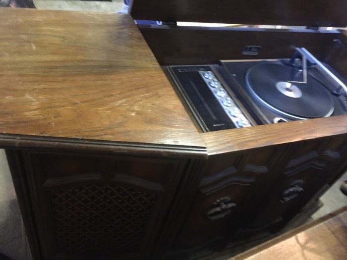 Antique turntable sound cabinet Vintage Music cabinet.