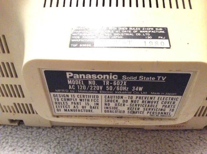 Panasonic Solid State Television Model No. TR-602X. 