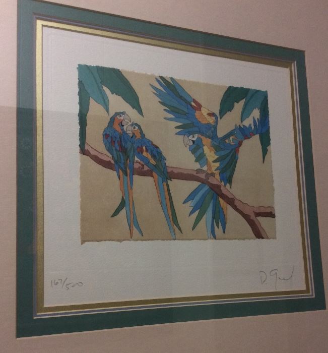 Parrots. Signed and Numbered Print.
