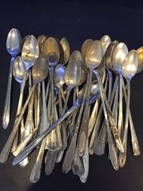 Large Lot of Silver-plate Iced Tea Spoons.  