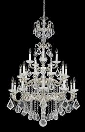 Schonbek Lighting - the La Scala Rock Crystal Collection.  25-Light Crystal Chandelier with an Antique Silver finish. 
