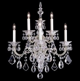 Pair of  six lights each Schonbek candelabra rock crystal wall sconces  chandelier