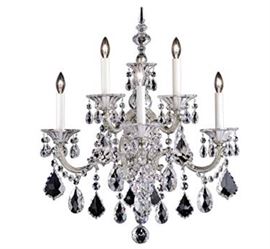 Pair of  six lights each Schonbek candelabra rock crystal wall sconces  chandelier